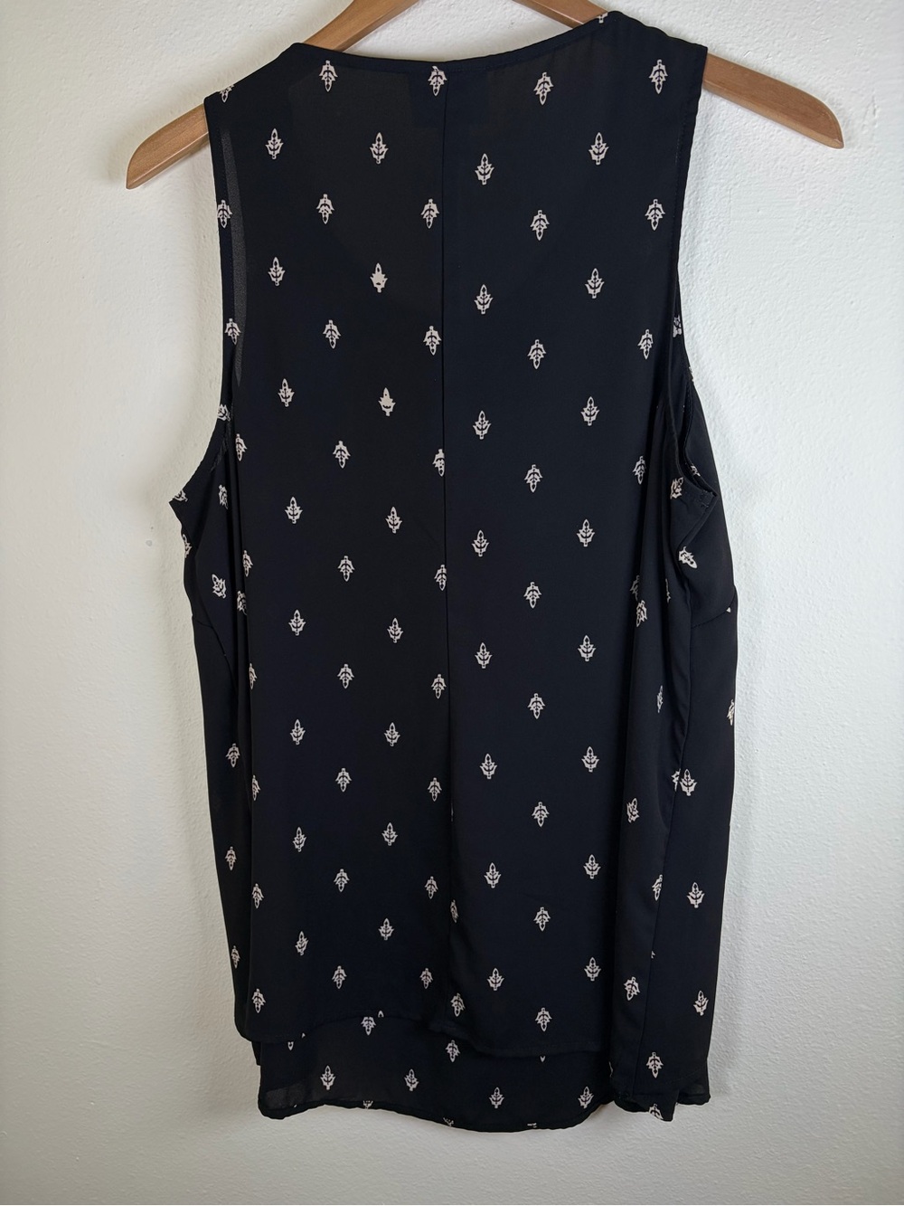 Ava & Viv 0X Black Layered Sleeveless Blouse Ivory Print Plus Size - Picture 4 of 6
